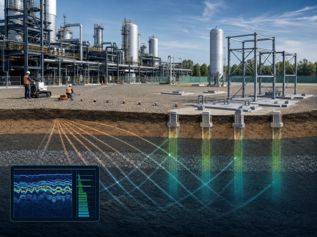 Confirming ground conditions for industrial plant expansion